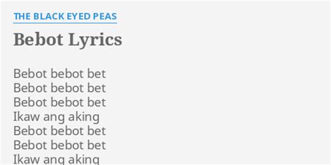 bebot lyrics english|Black Eyed Peas – Bebot Lyrics .